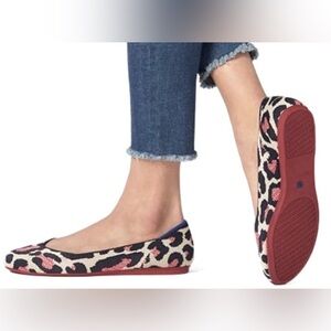 Rothy’s Women’s Red Cat Flats Leopard Print Ballet Slip On Flats